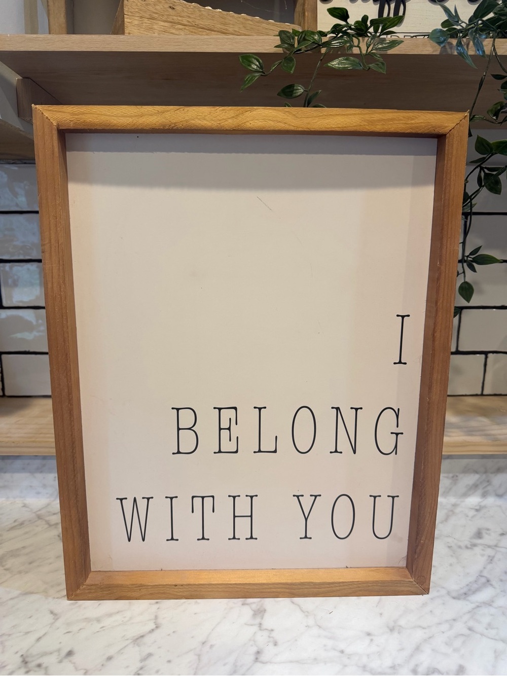 Wood Frame "I Belong With You" White Wall Sign